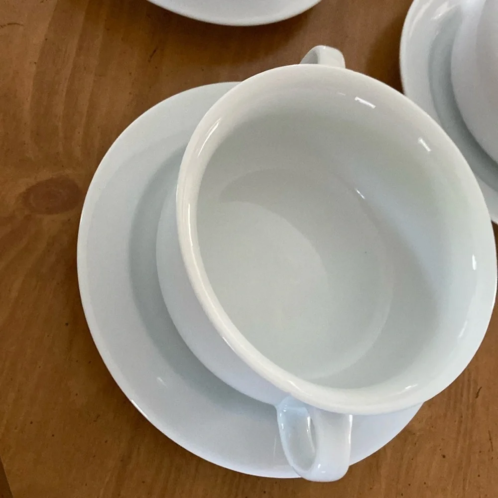 Williams Sonoma Essential white cream soup bowl with saucer